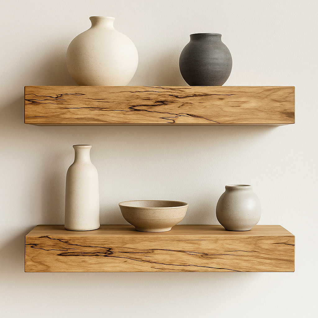 Spalted Maple Floating "Box" Shelves